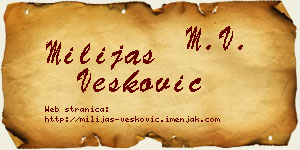 Milijas Vesković vizit kartica
